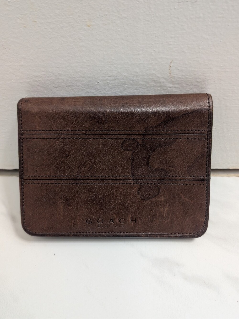 COACH Bifold Wallet Brown Leather Men's Women's Unisex Water Mark
